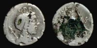    76-75 BC., Roman Republic, moneyer Cn. Cornelius Lentulus, mint in Spain(?), silver-plated fouree Denarius, cp. Cr 393/1a.