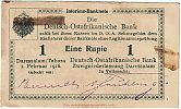 German East Africa, 1916 AD., provisional WWI issue, Deutsch-Ostafrikanische Bank, 2nd Daressalaam issue, 1 Rupie, Pick 20a.4. K3 93336 Obverse