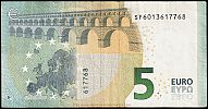 European Union, European Central Bank, Pick 20s var. 5 Euro, 2013 AD. Printer: Banca d'Italia, Rome, Italy, S001F1-SF6013617768 Reverse 