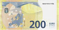 European Union, European Central Bank, Pick 25s. 200 Euro, 2019 AD., Printer: Banca d'Italia, Rome, Italy, SB8010341104-S004H4 Reverse 