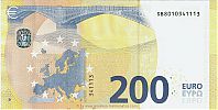 European Union, European Central Bank, Pick 25s. 200 Euro, 2019 AD., Printer: Banca d'Italia, Rome, Italy, SB8010341113-S004H4 Reverse 