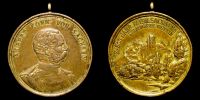 1889 AD., Germany, Saxony, gilded bronze medal, 800 years anniversary of the house of Wettin.