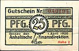 1920 AD., Germany, Weimar Republic, Dessau, Anhaltische Finanzdirektion, Notgeld, currency issue, 25 Pfennig, Tieste 1340.05.10.2. Reihe 2, 040194 Obverse 