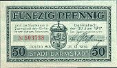 1917 AD., Germany, 2nd Empire, Darmstadt, Stadt, Notgeld, currency issue, 50 Pfennig, Tieste 1300.15.15. 503738 Obverse 