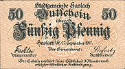 1917 AD., Germany, 2nd Empire, Haslach, Stadt, Notgeld, currency issue, 50 Pfennig, Tieste 2820.05.05. Obverse