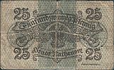 1917 AD., Germany, 2nd Empire, Rathenow (town), Notgeld, currency issue, 25 Pfennig, Tieste 5915.10.03. 007284 Reverse 