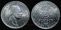 1910 AD., Germany, 2nd empire, Kingdom of Saxony, Friedrich August III, MuldenhÃ¼tten mint, 3 Mark, Jaeger 135.