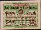 1918 AD., Germany, Weimar Republic, Altona (town), Notgeld, currency issue, 50 Pfennig, Grabowski A11.1b. Obverse 