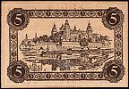 1918 AD., Germany, Weimar Republic, Aschaffenburg (city), Notgeld, currency issue, 5 Mark, Geiger 22.01. 39766* Reverse