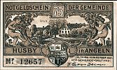 1921 AD., Germany, Weimar Republic, Husby (municipality), Notgeld, collector series issue, 75 Pfennig, Grabowski/Mehl 637.1a-4/6. 12657 Obverse