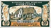 1921 AD., Germany, Weimar Republic, Husbyholz (municipality), Notgeld, collector series issue, 50 Pfennig, Grabowski/Mehl 638.1-4/6. 04021 Obverse