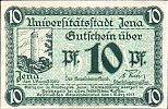 1920 AD., Germany, Weimar Republic, Jena (town), Notgeld, currency issue, 10 Pfennig, Grabowski J6.4a. 290207 Obverse 