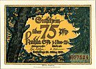 1921 AD., Germany, Weimar Republic, Kahla (town), Notgeld, collector series issue, 75 Pfennig, Grabowski/Mehl 668.8a-3/6. 07524 Obverse 