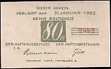 1921 AD., Germany, Weimar Republic, Brande-HÃ¶rnerkirchen (municipality), Notgeld, collector series issue, 80 Pfennig, Grabowski/Mehl 152.2a-6/6. 2592 Obverse