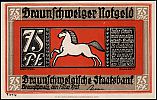 1921 AD., Germany, Weimar Republic, Free State of Brunswick, Braunschweigische Staatsbank, Notgeld, collector series issue, 75 Pfennig, Grabowski/Mehl 155.2i. Obverse