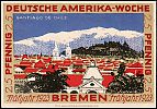 1923 AD., Germany, Weimar Republic, Bremen (city), Deutsche Amerika-Woche series, Notgeld, collector series issue, 25 Pfennig, Grabowski/Mehl 166.1-2/8. Reverse