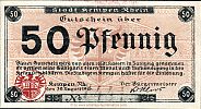 1918 AD., Germany, 2nd Empire, Kempen (town), Notgeld, currency issue, 50 Pfennig, Tieste 3460.05.10. 74415 Obverse 