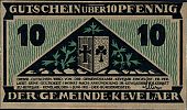1921 AD., Germany, Weimar Republic, Kevelaer (municipality), Notgeld, collector series issue, 10 Pfennig, Grabowski/Mehl 690.1-1/3. Obverse 
