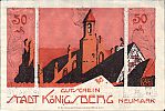 1922 AD., Germany, Weimar Republic, KÃ¶nigsberg in der Neumark (town), Notgeld, collector series issue, 50 Pfennig, Grabowski/Mehl 722.1b-1/2. Reverse 