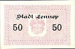 1918 AD., Germany, Weimar Republic, Lennep (town), Notgeld, currency issue, 50 Mark, Geiger 315.16a. A 349 Reverse 