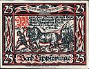 1921 AD., Germany, Weimar Republic, Bad Lippspringe (town), Notgeld, collector series issue, 25 Pfennig, Grabowski/Mehl 805.1-1/3. Reverse 