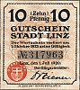 1920 AD., Germany, Weimar Republic, Linz (town), Notgeld, currency issue, 10 Pfennig, Grabowski L50.14a. 317963 Obverse