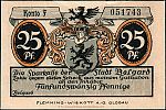 1921 AD., Germany, Weimar Republic, Belgard (city), Notgeld, collector series Stadtansichten issue, 25 Pfennig, Grabowski/Mehl 69.1a-1/5. 051743 Obverse 