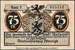 1921 AD., Germany, Weimar Republic, Belgard (city), Notgeld, collector series Stadtansichten issue, 75 Pfennig, Grabowski/Mehl 69.1a-3/5. 055242 Obverse 