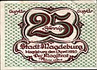 1920 AD., Germany, Weimar Republic, Magdeburg (town), Notgeld, currency issue, 25 Pfennig, Grabowski M2.6b. B 129523 Obverse
