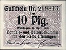 1920 AD., Germany, Weimar Republic, Meiningen (Handels- und Gewerbekammer), Notgeld, currency issue, 10 Pfennig, Grabowski M25.2b.2. 2 18813 Obverse
