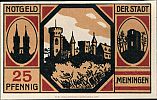 1920 AD., Germany, Weimar Republic, Meiningen (town), Notgeld, currency issue, 25 Pfennig, Grabowski M24.3. 76794 Reverse