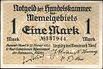 1922 AD., Memel Territory, Notgeld, collector series issue, 1 Mark, Grabowski/Mehl 0881.2-1/6. 337944 Obverse