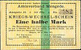 1917 AD., Germany, 2nd Empire, Mengede (Amtsverband), Notgeld, currency issue, Â½ Mark, Grabowski M32.2b. 2582 Obverse