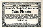 1920 AD., Germany, Weimar Republic, Meuselbach (municipality), Notgeld, currency issue, 10 Pfennig, Grabowski M34.2a. 18986 Reverse