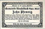 1920 AD., Germany, Weimar Republic, Meuselbach (municipality), Notgeld, currency issue, 10 Pfennig, Grabowski M34.2a. 18986 Reverse