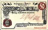 1921 AD., Germany, Weimar Republic, Mühlhausen in Thüringen (town), Notgeld, collector series issue, 50 Pfennig, Grabowski/Mehl 905.1a-3/5. Reverse