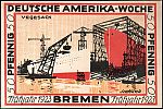 1923 AD., Germany, Weimar Republic, Bremen (city), Deutsche Amerika-Woche series, Notgeld, collector series issue, 50 Pfennig, Grabowski/Mehl 166.1-3/8. Reverse