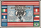1923 AD., Germany, Weimar Republic, Bremen (city), Deutsche Amerika-Woche series, Notgeld, collector series issue, 100 Pfennig, Grabowski/Mehl 166.1-7/8. Obverse