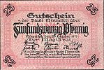 1919 AD., Germany, Weimar Republic, Nimptsch (town), Notgeld, currency issue, 25 Pfennig, Grabowski N49.2c. 63881 Obverse 