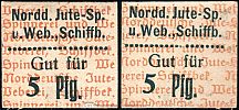 1920 AD., Germany, Weimar Republic, Schiffbek (Norddeutsche Jute-Spinnerei und Weberei), Notgeld, currency issue, 5 Pfennig, Tieste 6495.05.10.  