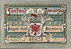 1921 AD., Germany, Weimar Republic, NÃ¶renberg (town), Notgeld, collector series issue, 25 Pfennig, Grabowski/Mehl 979.39a. 40425 Obverse 