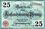 1917 AD., Germany, 2nd Empire, Osnabrück (Handelskammer), Notgeld, currency issue, 25 Pfennig, Tieste 5435.05.11.2. 1371340 Obverse 