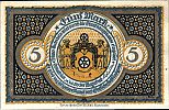 1921 AD., Germany, Weimar Republic, Osnabrück (town), Notgeld, 5 Mark, Grabowski/Mehl 1032.1-13/13. Obverse 