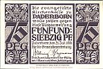 1921 AD., Germany, Weimar Republic, Paderborn (Evangelische Kirchenkasse), Notgeld, collector series issue, 75 Pfennig, Grabowski/Mehl 1042.1-2/3 Obverse 