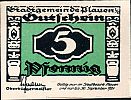1921 AD., Germany, Weimar Republic, Plauen (town), Notgeld, currency issue, 5 Pfennig, Grabowski P26.6a. 280712 Obverse 