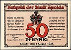 1921 AD., Germany, Weimar Republic, Apolda (city), Notgeld, collector series issue, 50 Pfennig, Grabowski/Mehl 36.3b-6/6. Obverse