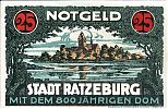 1921 AD., Germany, Weimar Republic, Ratzeburg (town), Notgeld, collector series issue, 25 Pfennig, Grabowski/Mehl 1101.1-1/2. Reverse 