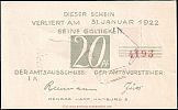 1921 AD., Germany, Weimar Republic, Brande-Hörnerkirchen (municipality), Notgeld, collector series issue, 20 Pfennig, Grabowski/Mehl 152.2a-1/6. 4193 Obverse 