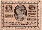 1921 AD., Germany, Weimar Republic, Remagen (town), Notgeld, currency issue, 50 Pfennig, Grabowski R24.2b. 041099 Obverse 