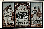 1921 AD., Germany, Weimar Republic, Rothenburg ob der Tauber (town), Notgeld, collector series issue, 1 Mark, Grabowski/Mehl 1142.5-2/5. 06042 Obverse 